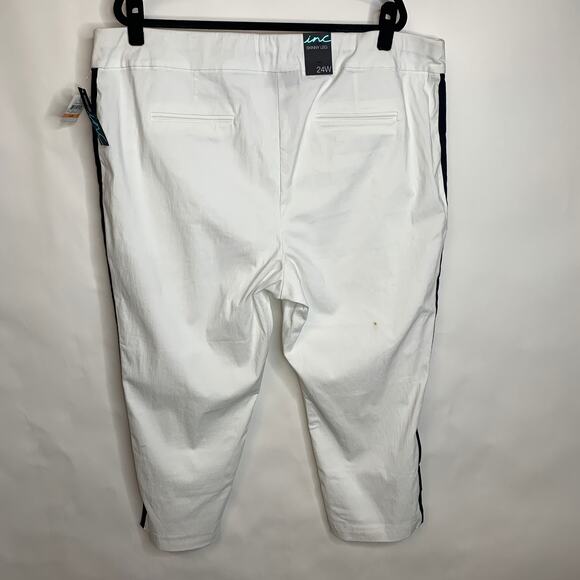 NWT INC White w Black Tuxedo Stripe Skinny Pants Sz 24W - Picture 3 of 10